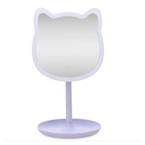 New! Lavender Purple Kitty Cat - Shaped LED Vanity Mirror!  Adorable!